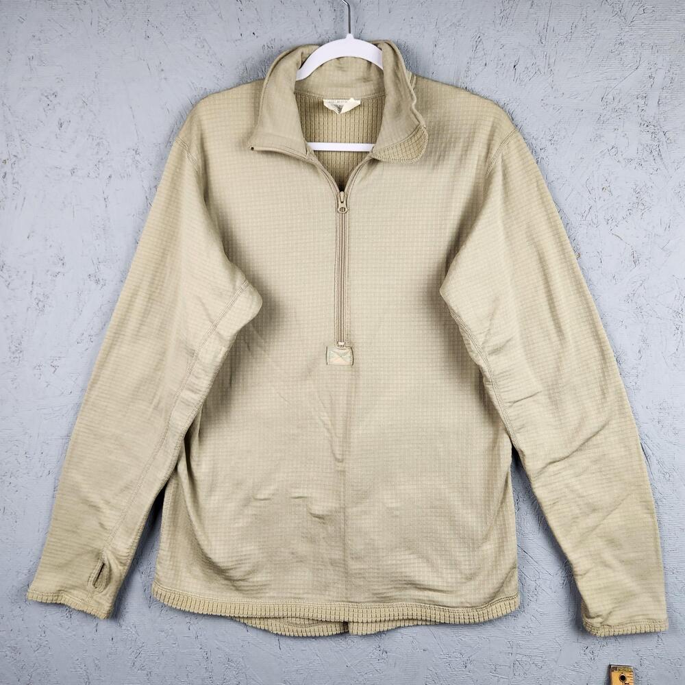 Peckham Pullover Mens Medium Tan Level 2 Midweight Polartec Zip Grid Fleece Cold